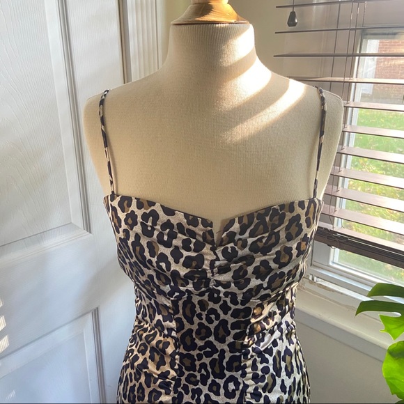 Cheetah Print Satin Dress Size 10 - Picture 4 of 7